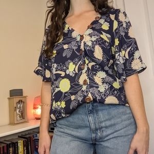 ModCloth Retro Floral Top (large)